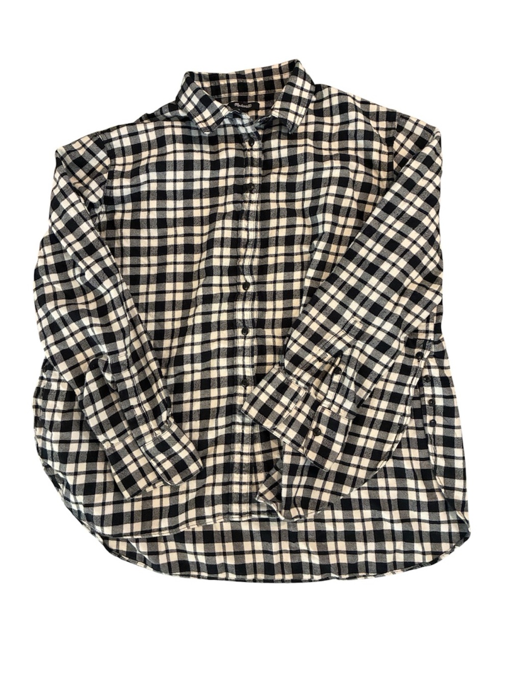 Madewell Plaid Flannel Shirt Oversized Black/White Plaid Flannel Shirt